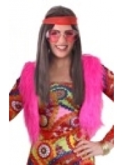 Pink Fur Hippie Vest 60s Costume - 60s Hippie Costumes